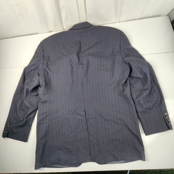 Ralph Lauren Navy Blue Pin Stripe 3 Button Suit Dress Jacket Men's Size 42R - Picture 6 of 9